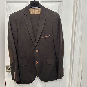 Brown Paisley & Gray Slim Fit Suit